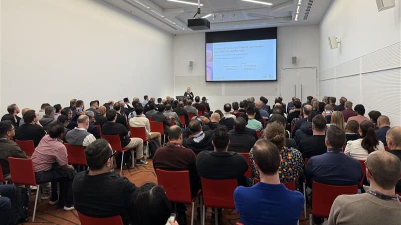 A full room of attendees watching Sophie Wade present on privileged access management at CyberCon Melbourne 2026
