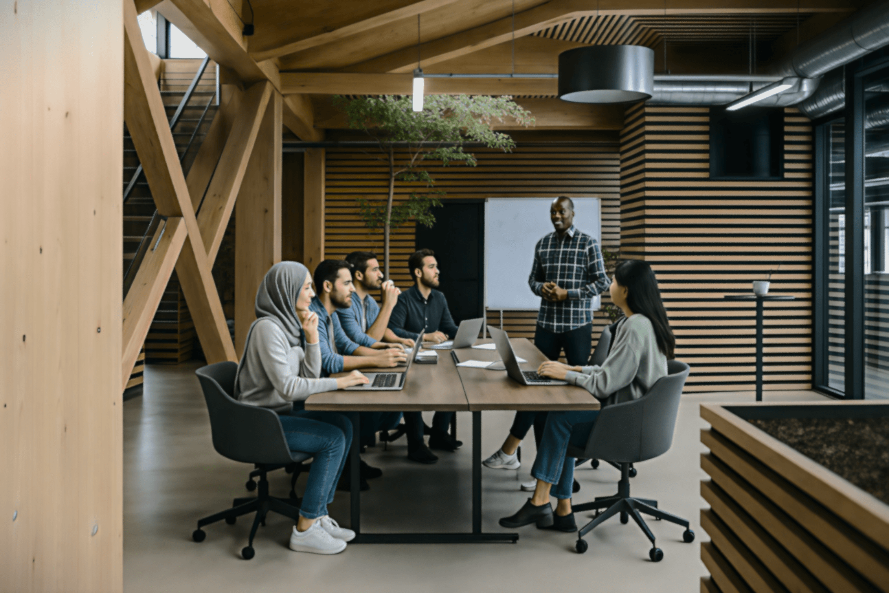 Modern 42 team in a collaborative meeting environment